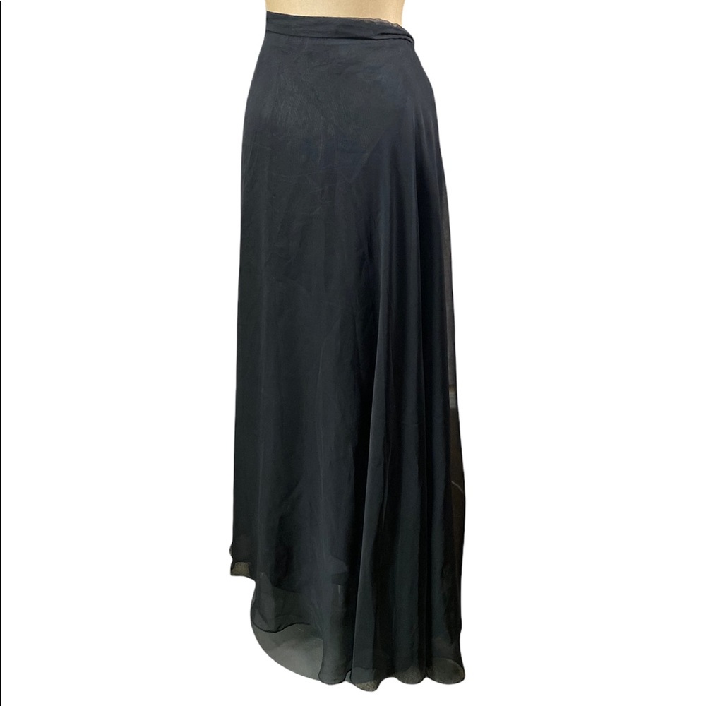 AFTER DARK Formal Sheer Overlay Full Length Black Skirt Size 10